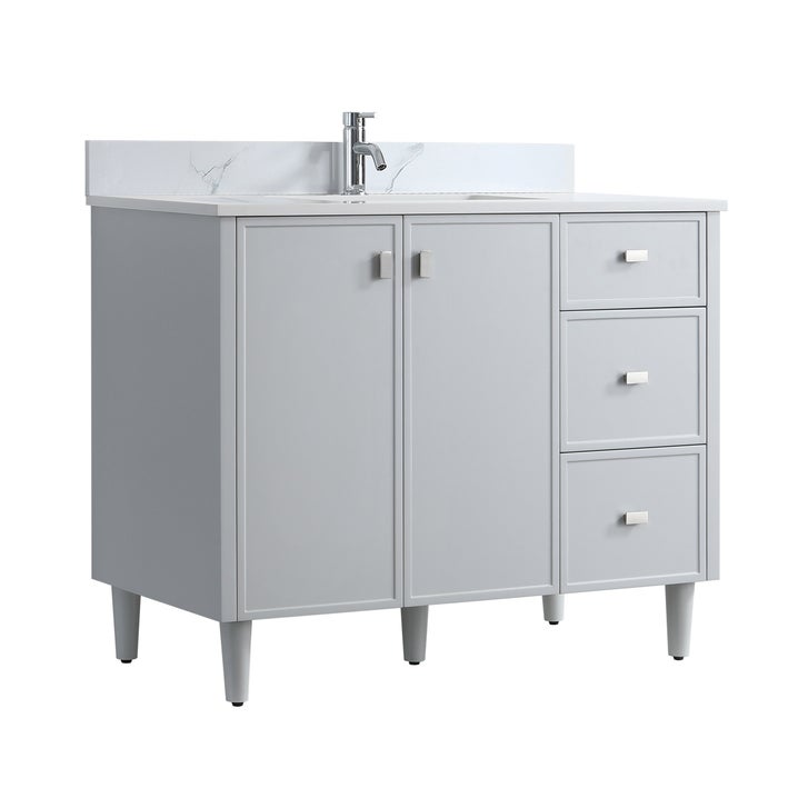 SERA Cape Cod Vanity in Hampton Grey Finish with Engineered Calcutta Marble Countertop