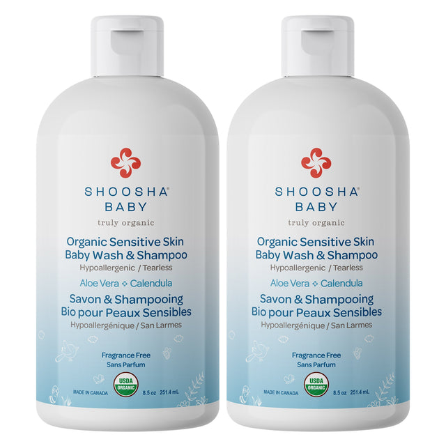 Shoosha Organic Sensitive Skin Baby Wash & Shampoo, 2 x 251.4 mL N8