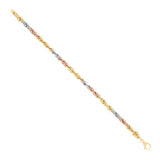High Polish Hollow Rope Bracelet in Three-Tone Gold