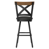 Amisco Snyder Swivel Counterstool in Black and Brown Polyurethane Upholstery