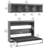 Bestar Oasis Premium Horizontal Double Wall Bed with Overhead Storage
