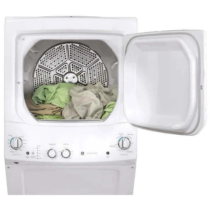 GE 24 in. White Electric 2.6 cu. ft. Washer and 4.4 cu. ft. Dryer Laundry Centre