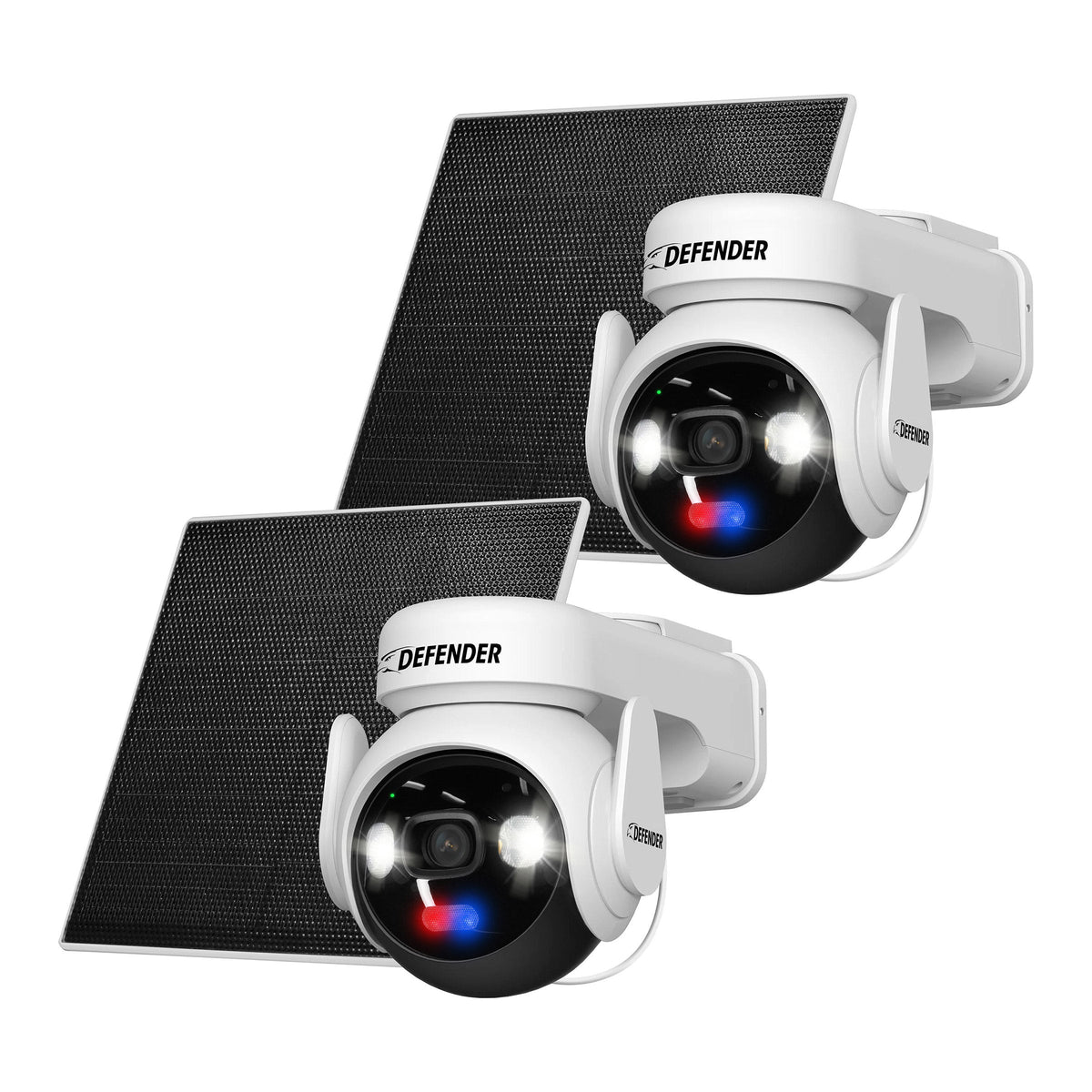 Defender AI POWERED Solar Guard Ultra-Charge 4K PTZ Wireless Security Camera with 5W Solar Panel, 2-pack