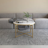 Appollo Sebastien 80 cm (31.5 in.) Round Metal Coffee Table with Marble Top