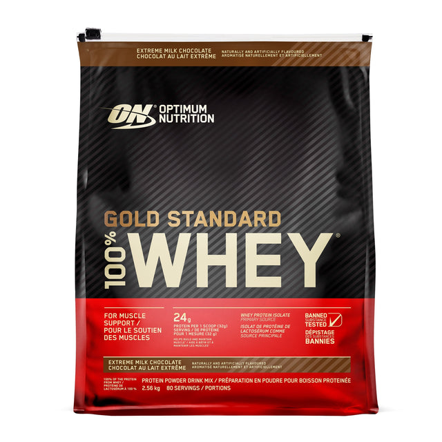 Optimum Nutrition Gold Standard 100% Whey Protein, Extreme Chocolate Shake, 2.56 kg B9