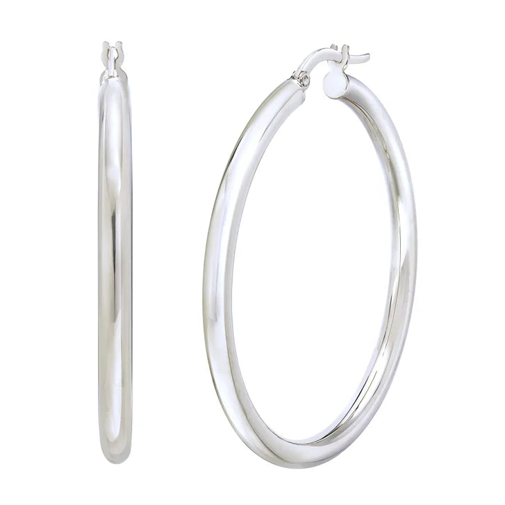 High Polish Round Hoop Gold Earrings