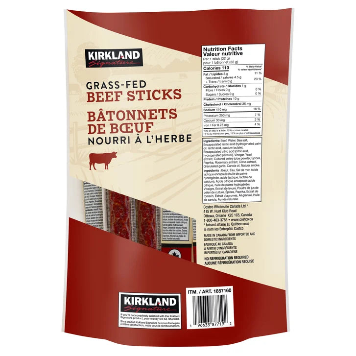 Kirkland Signature Grass Fed Beef Sticks, 12 × 32 g