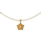 Pear Cut Citrine and Diamond Flower Pendant (0.06 ctw)