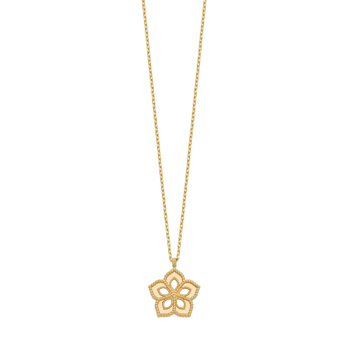 High Polish and Textured Floral Pendant in Yellow Gold