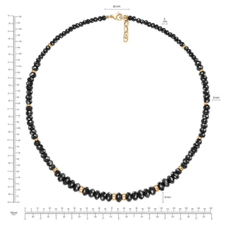 4 - 8 mm Faceted Black Onyx Necklace