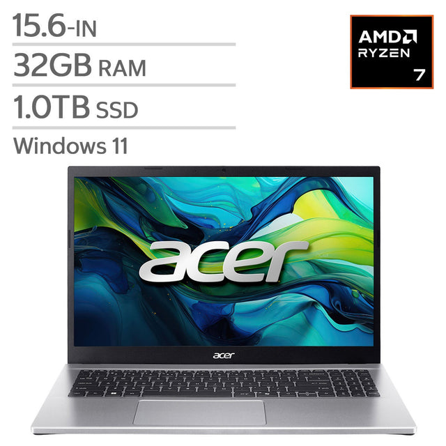 Acer Aspire Go 15.6-in Laptop, AMD Ryzen 7 7730U – 32GB RAM, 1TB SSD H3