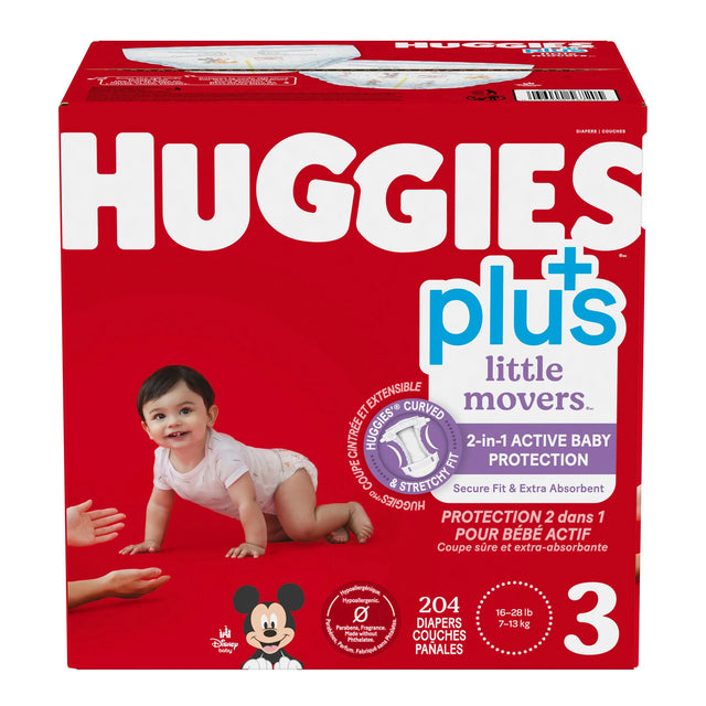 Huggies Little Movers Plus Diapers, Sizes 3 - 7 H0