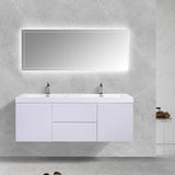 SERA CAPRI Glossy White Wall-Hung Vanity with Glossy White Polymarble Countertop
