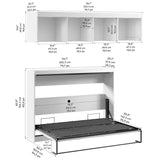 Bestar Oasis Premium Horizontal Double Wall Bed with Overhead Storage
