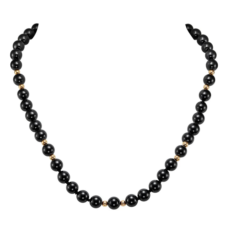 Beaded Onyx Necklace and Earrings Set