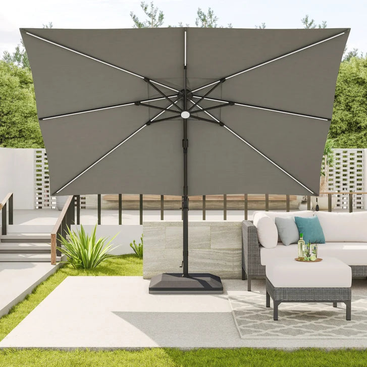 Sirio 4 m x 3 m (13 ft. x 10 ft.) Cantilever Umbrella with Solar Powered LED