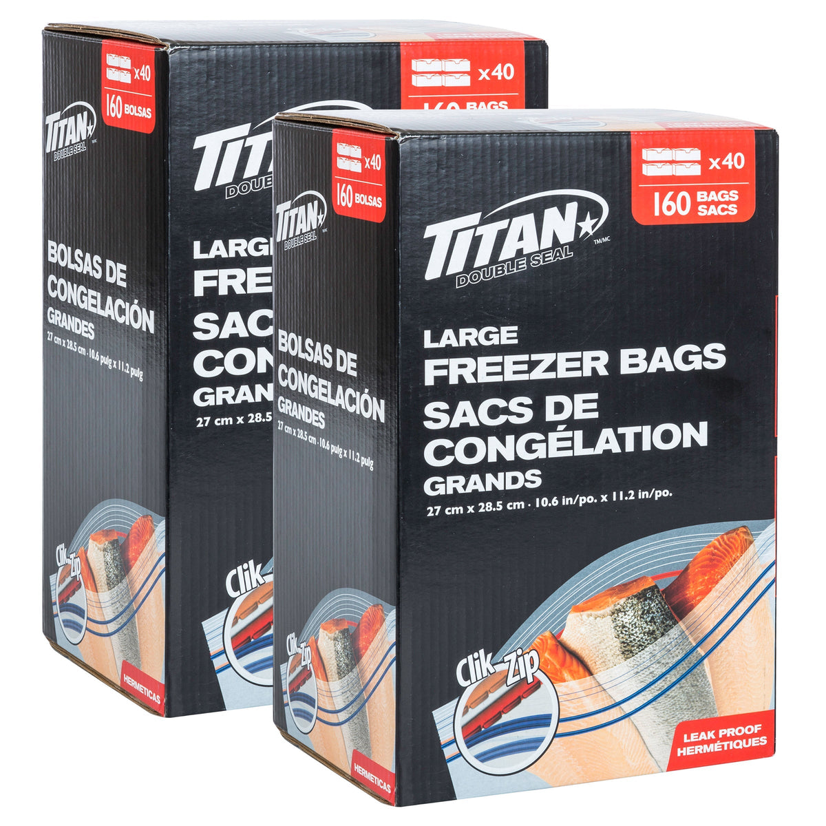 TITAN Large Food Storage Freezer Bags, 320-count
