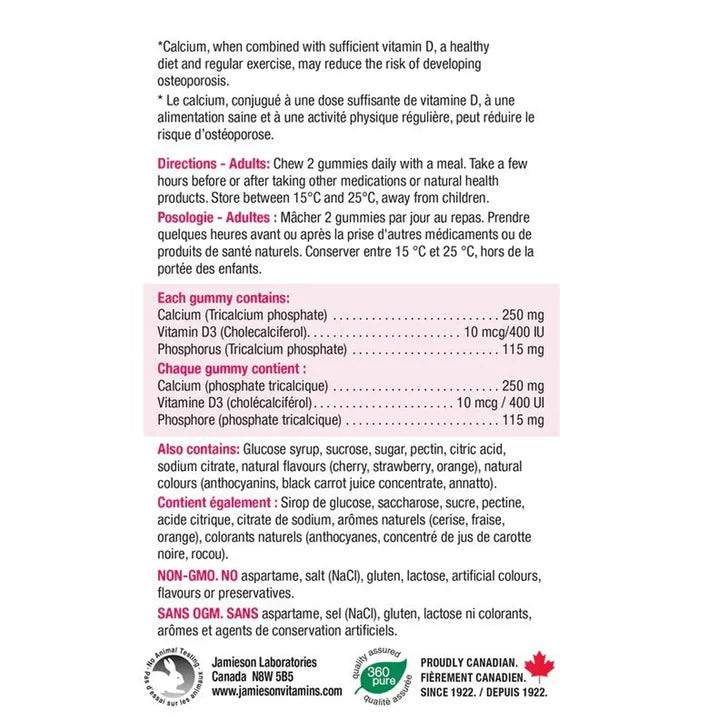 Jamieson Calcium + Vitamin D3 Gummies, 2 x 110 Gummies