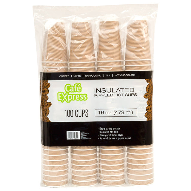 Café Express 457 ml (16 oz.) Corrugated Disposable Cups 500-count K8