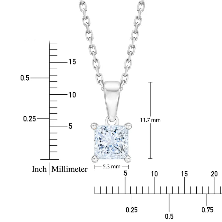 Princess Cut Diamond Solitaire Pendant (0.90 ct)