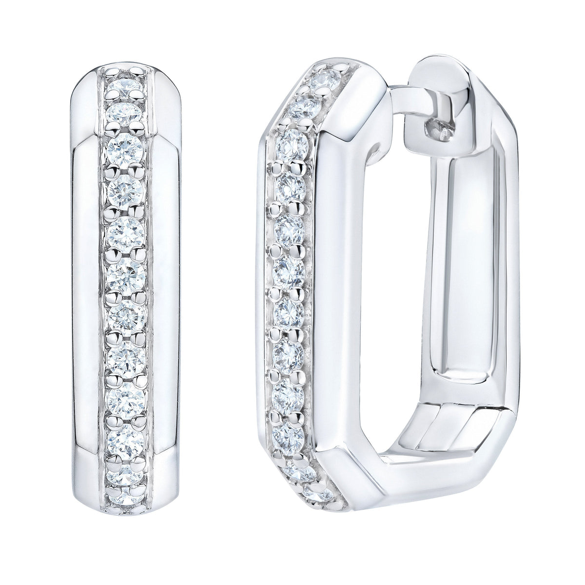 Round Brilliant Diamond Octagonal Hoop Earrings (0.20 ctw)