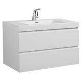 SERA CAPRI Glossy White Wall-Hung Vanity with Glossy White Polymarble Countertop