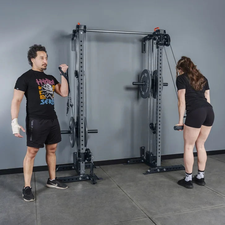 Bells of Steel Cable Tower Squat Stands with J-Cups and Spotter Arms