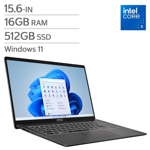 MSI Modern 15 15.6-in Laptop, Intel Core 5 120U - 16GB RAM, 512GB SSD P3