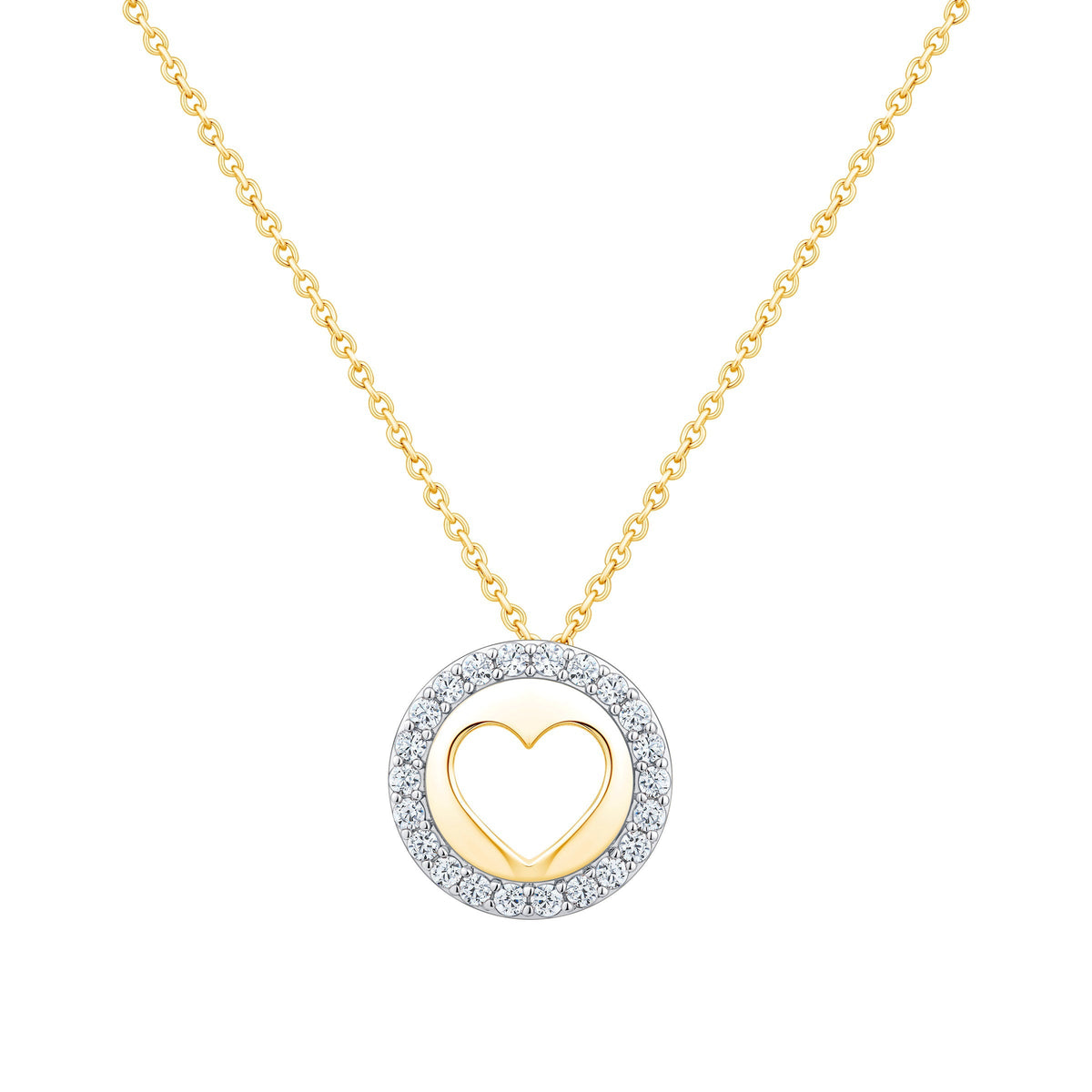 Round Brilliant Diamond Heart Disc Pendant (0.20 ctw)