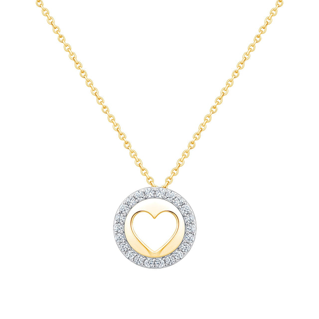 Round Brilliant Diamond Heart Disc Pendant (0.20 ctw) K2