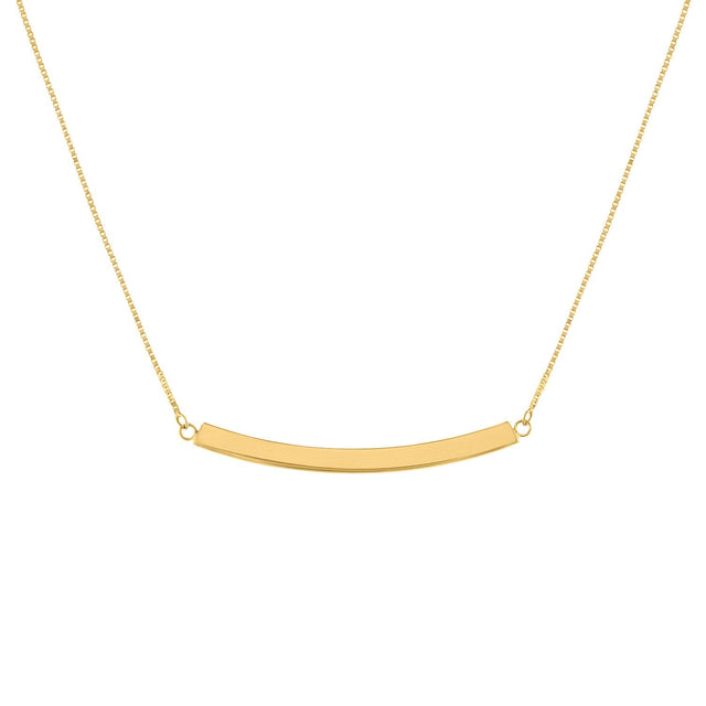 High Polish Curved Bar Necklace in Yellow Gold L8