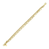 High Polish Paperclip and Rolo Link Bracelet in Yellow Gold
