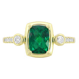 Cushion Cut Lab Created Emerald and Diamond Ring (0.16 ctw)