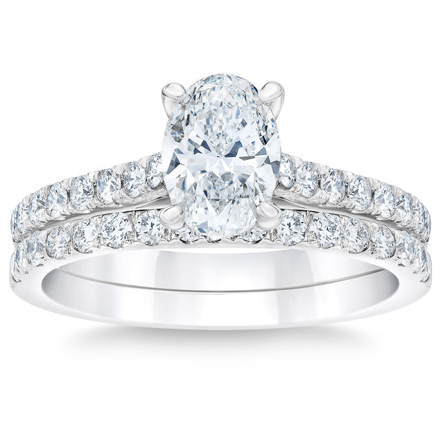 1.88 ctw Oval Cut and Round Brilliant, Clarity VS1, Colour G, Diamond Wedding Set D3
