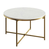 Appollo Sebastien 80 cm (31.5 in.) Round Metal Coffee Table with Marble Top