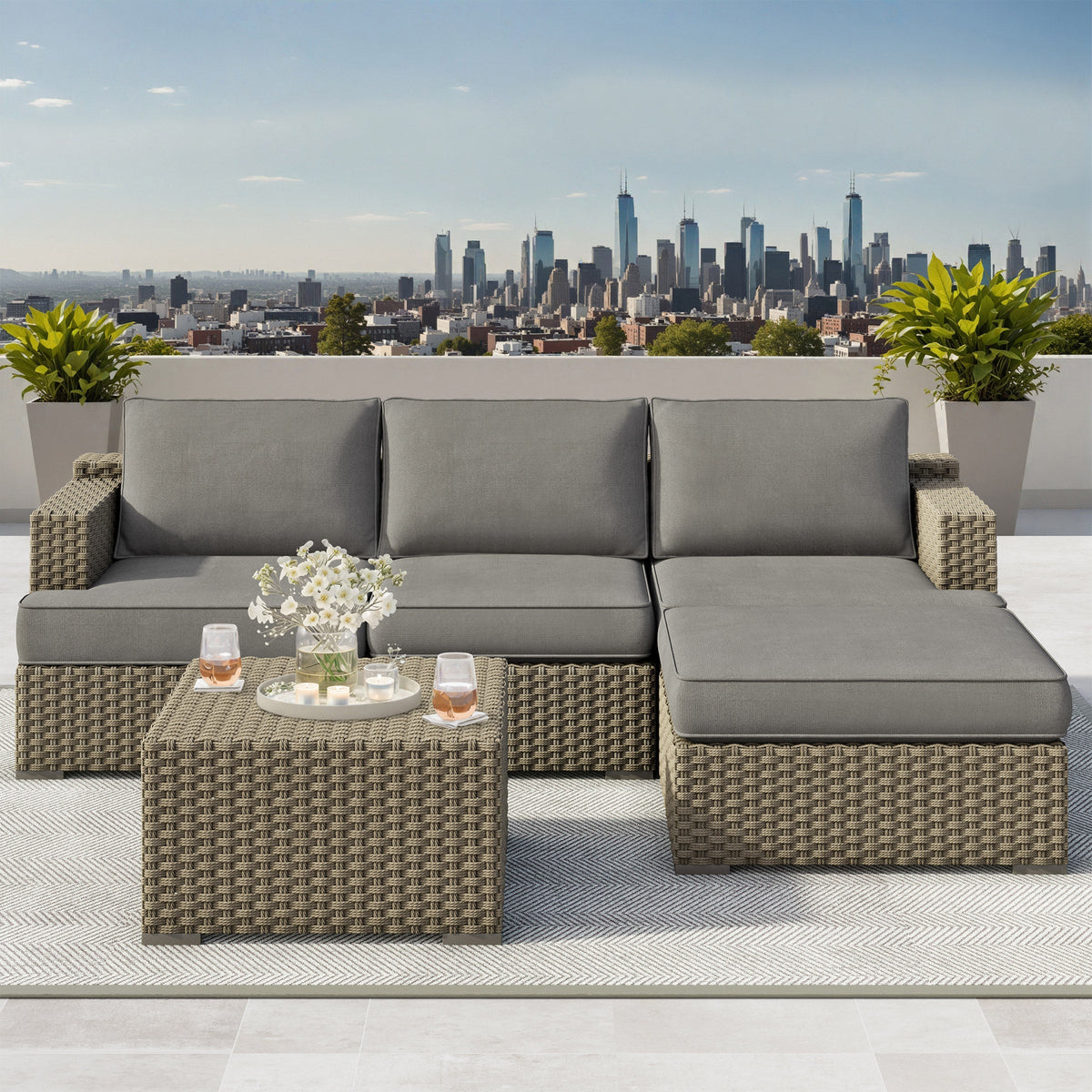 Niko Heritage 5-piece Patio Sectional Conversation Set