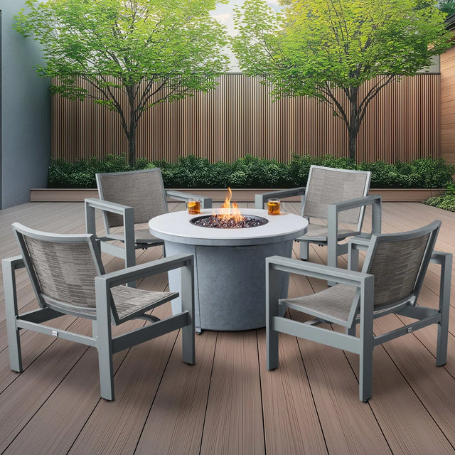 Milo 5-piece Patio Seating Set with Fire Table U8