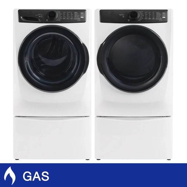 Electrolux 7 Series Laundry Bundle 5.2 cu ft. Front Load Washer and 8.0 cu ft. Gas Dryer with Storage Pedestal E0