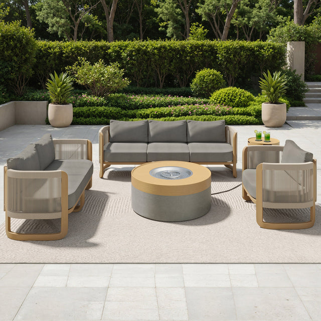 Santiago 8-piece Patio Sectional Conversation Set with Fire Table M5