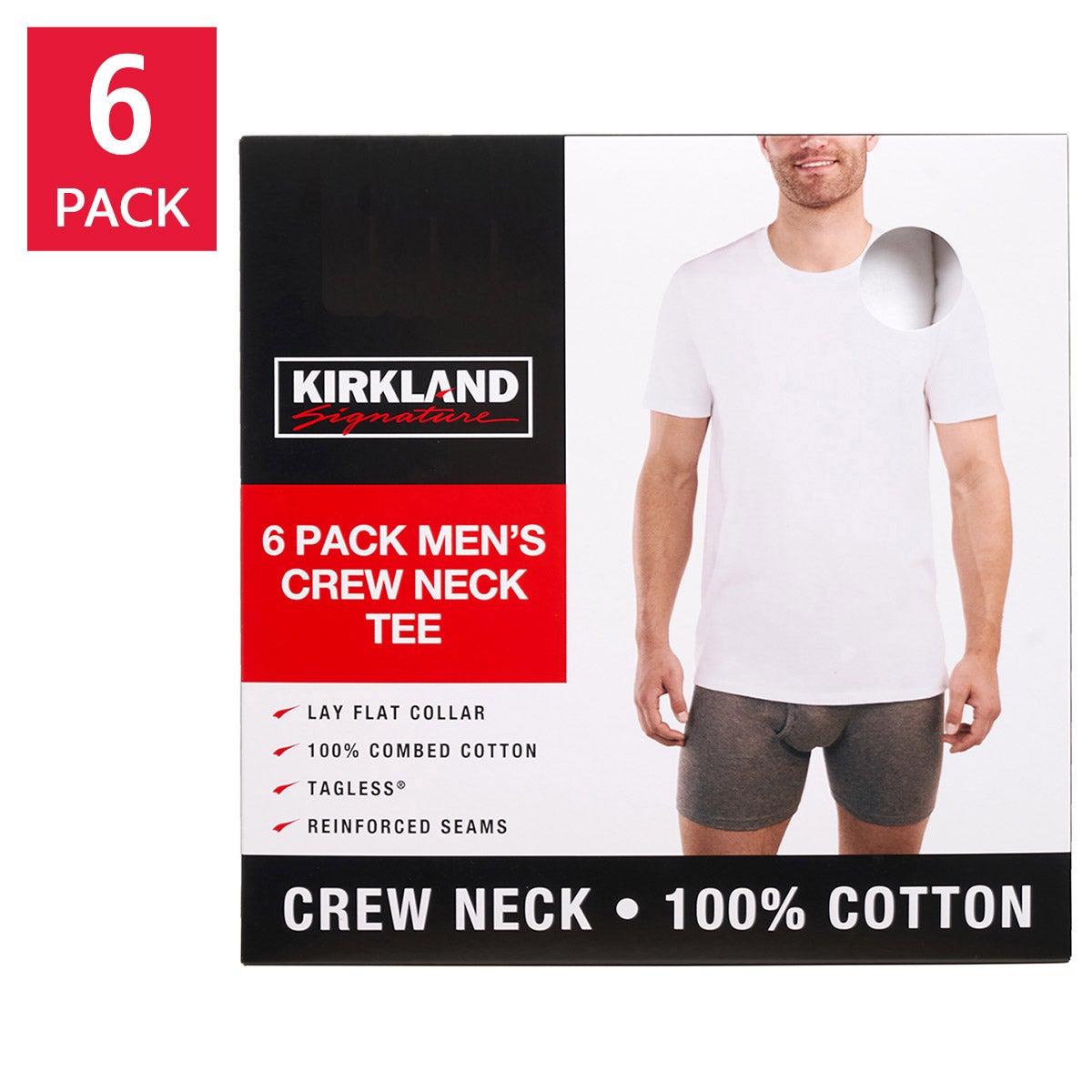 Kirkland Signature Men's Lightweight Crew – Breathable & Cool, 6-pack