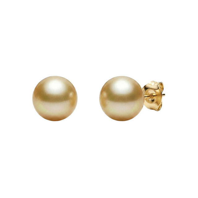 10 – 10.5 mm Golden Cultured South Sea Pearl Earrings K3