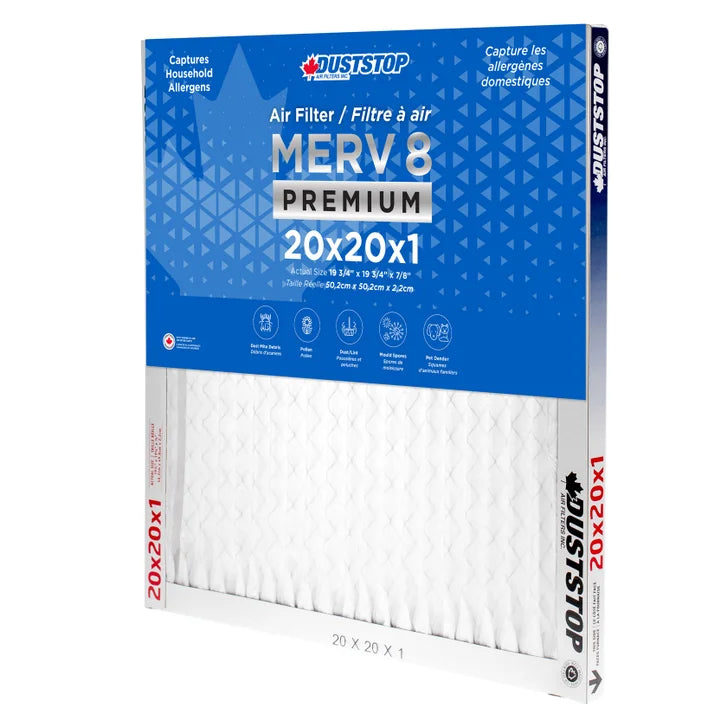 Duststop MERV 8 Premium Pleated Furnace Filter, 12-pack