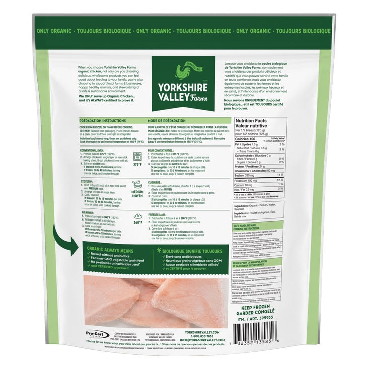 Yorkshire Valley Farms Frozen Organic Chicken Breast, 2 kg