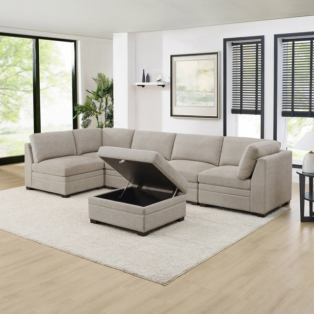 Thomasville Tisdale 6-piece Fabric Sectional with Storage Ottoman R5