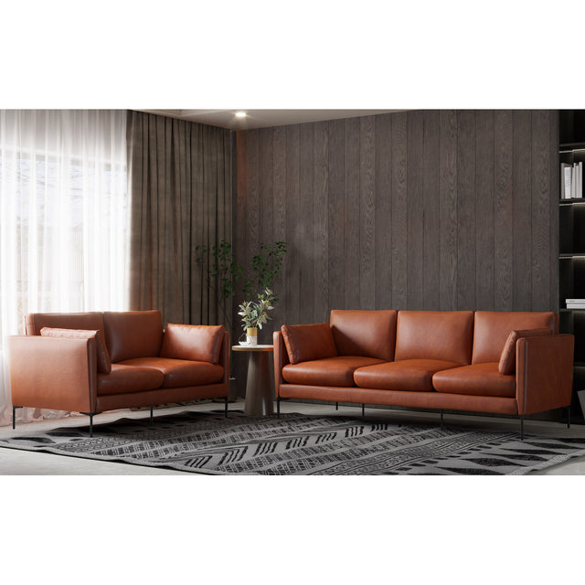 Kava Top-Grain Leather Sofa & Loveseat, Brown N9