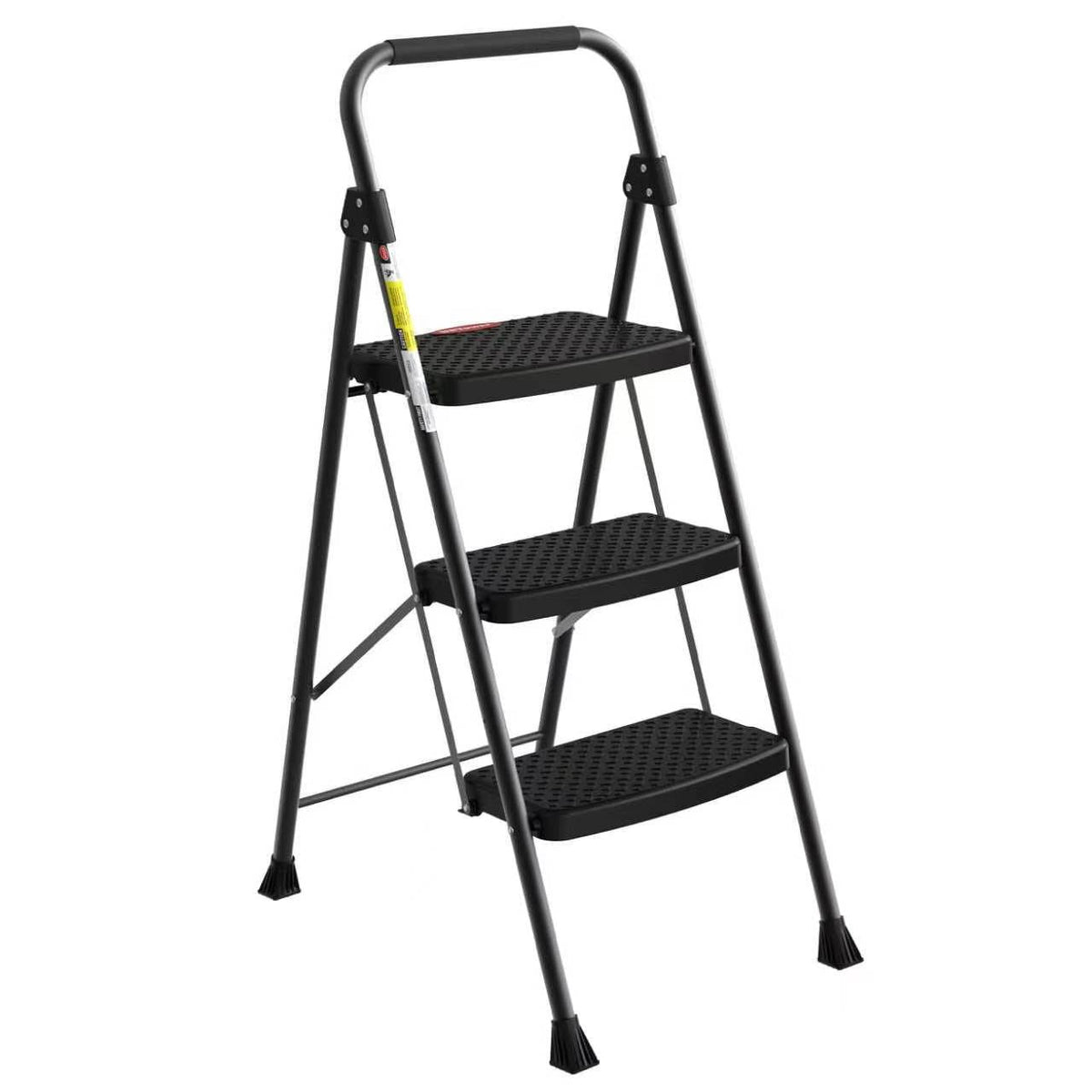 HBtower 3-Step Black Steel Step Stool