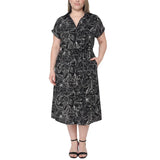 Jewel Badgley Mischka Women's Short Sleeve Button Front Dress
