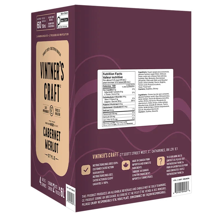 Vintner's Craft Cabernet Merlot Style Craft Winemaking Kit, 2 × 6 L