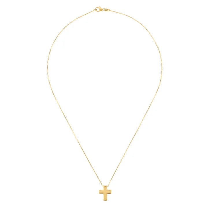 High Polish Cross Pendant in Yellow Gold