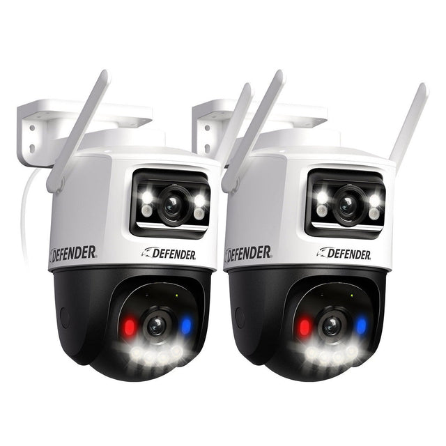 Defender 2K+AI Colour MAX Night Vision Dual Lens PTZ Plug-in Wi-Fi Camera, 2 pack I2